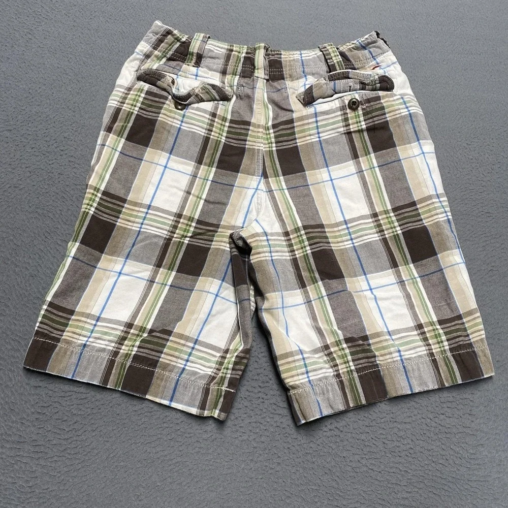 VTG Hollister Shorts Mens 30 Multicolor Plaid Chino Cotton Casual Flat Front y2k